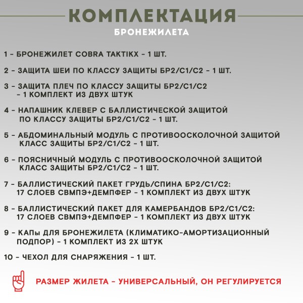Противоосколочный комплекс серия Cobra Бр2, мультикам