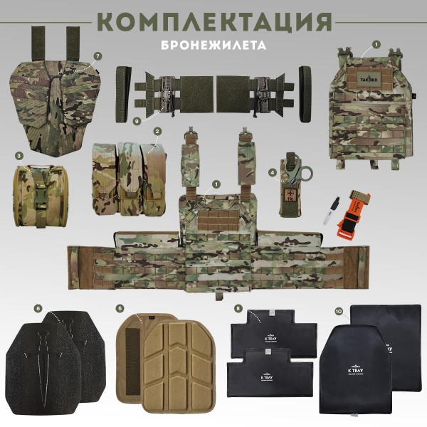 Бронежилет тактический военный Бр5 COBRA в полной комплектации с керамическими бронеплитами