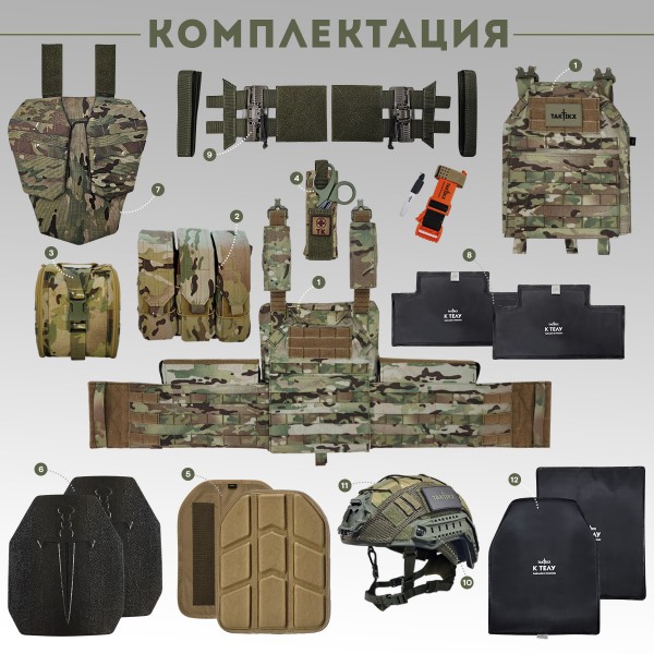 Бронежилет тактический военный Бр5 и Баллистический шлем Бр2 в полной комплектации серия COBRA