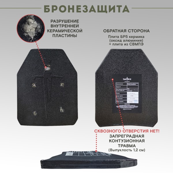 Бронеплиты для бронежилета Бр5 Увеличенные, комплект из 2 шт