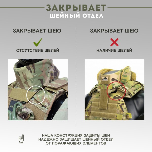 Тактическая защита шеи TAKTIKX/ТАКТИКС БР2, С1, С2, версия 3, мультикам