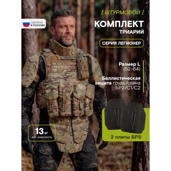 Бронежилет тактический военный Триарий Бр5/Бр2, мультикам