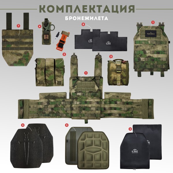 Бронежилет тактический TAKTIKX/ТАКТИКС в полной комплектации Бр5, мох