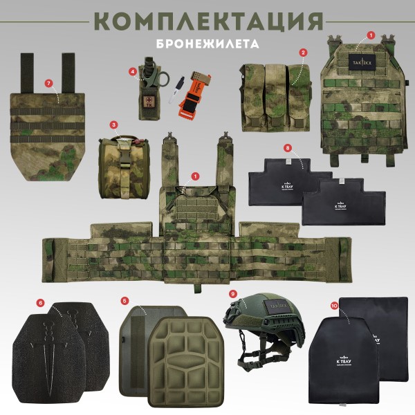 Бронежилет тактический Бр5 в полной комплектации Шлем размер M