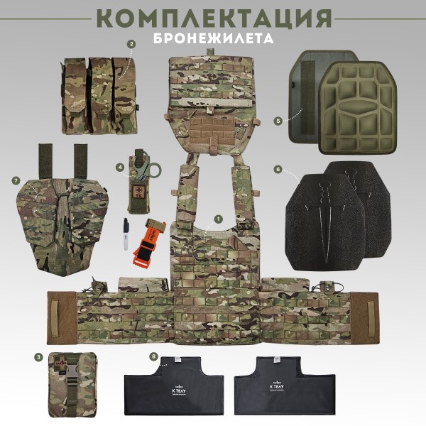 Бронежилет тактический TAKTIKX/ТАКТИКС военный БР5 LBT 6094, мультикам
