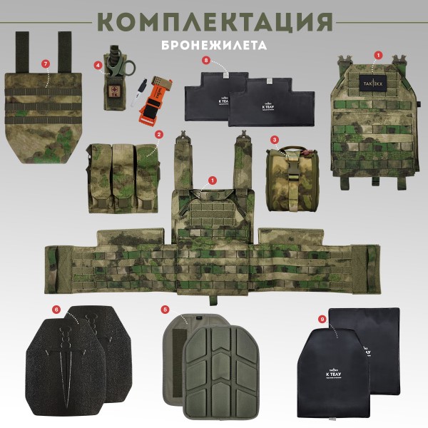 Бронежилет тактический TAKTIKX/ТАКТИКС в полной комплектации Бр5, мох