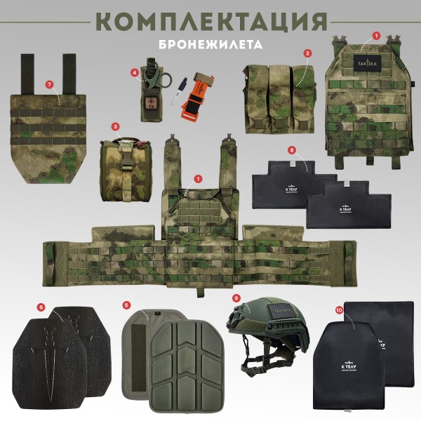Бронежилет тактический Бр5 в полной комплектации Шлем размер M
