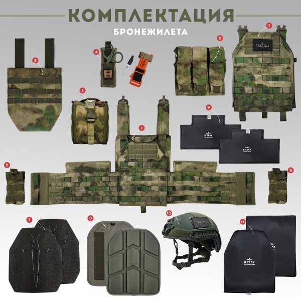 Бронежилет тактический Бр5 в полной комплектации Шлем размер M
