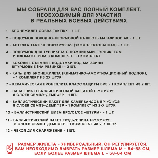 Бронежилет тактический Бр5 в полной комплектации Шлем размер M