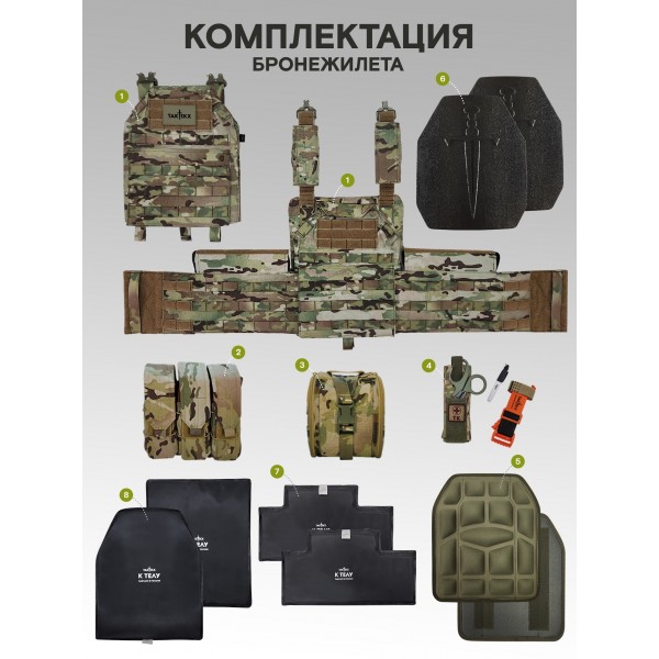 Бронежилет тактический TAKTIKX/ТАКТИКС военный с бронеплитами, Бр5, мультикам