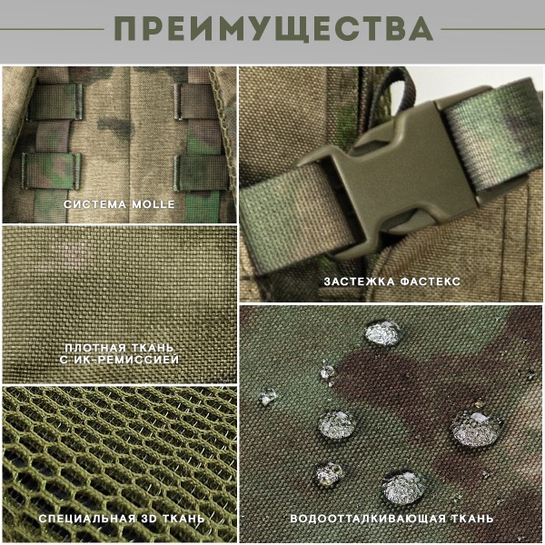 Тактический рюкзак с отделением для шлема TAKTIKX/ТАКТИКС, 12л, мох