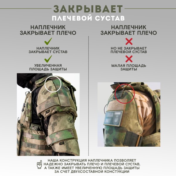 Наплечники увеличенные тактические военные TAKTIKX/ТАКТИКС Бр1, С1, С2, мох