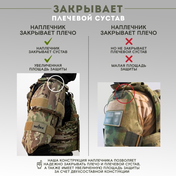 Наплечники увеличенные тактические военные TAKTIKX/ТАКТИКС Бр2, С1, С2, мультикам