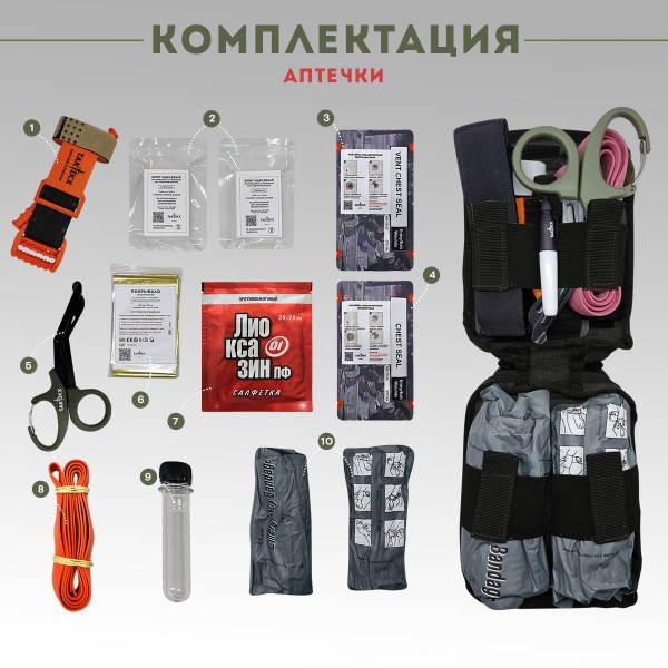 Аптечка тактическая укомплектованная, черный