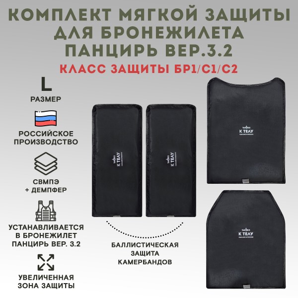 Баллистические пакеты ПАНЦИРЬ 3.2  Бр1, С1, С2 размер L
