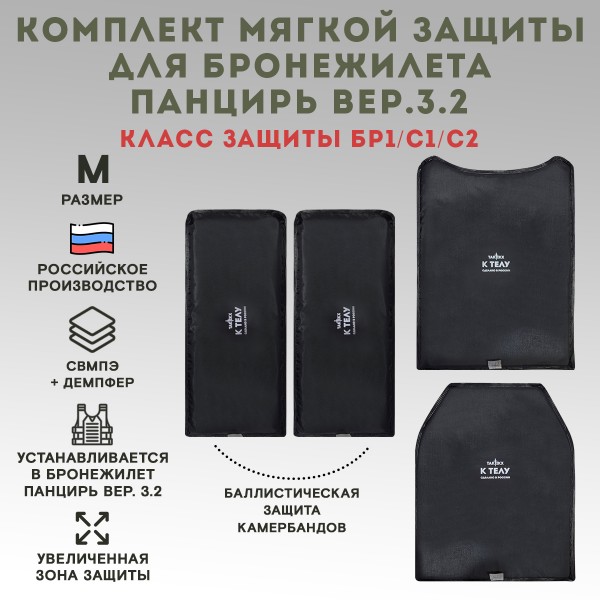 Баллистические пакеты ПАНЦИРЬ 3.2  Бр1, С1, С2 размер М