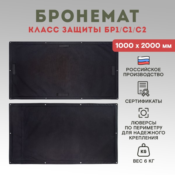 Бронемат из спрессованного СВМПЭ 1000*2000 Бр1 
