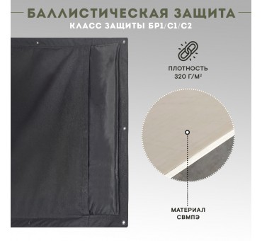Бронемат защитный гибкий крупногабаритный «TAKTIKX» (1000 × 2000 мм)