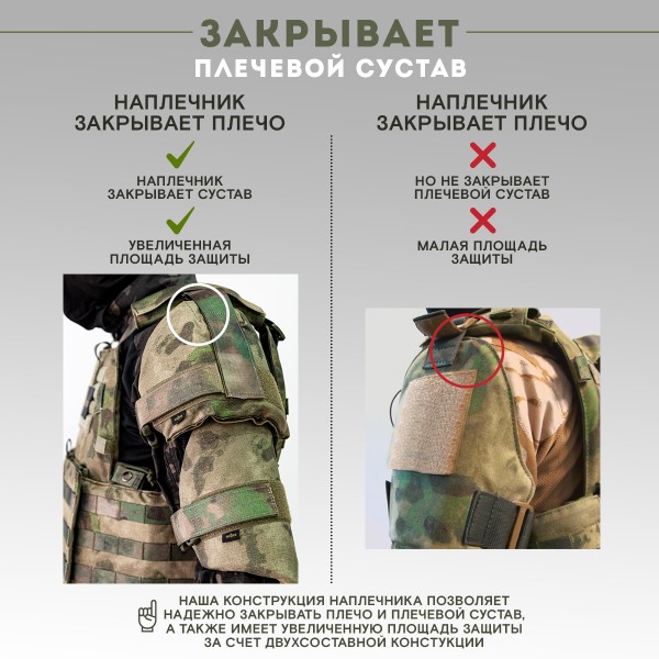 Наплечники увеличенные тактические военные TAKTIKX/ТАКТИКС Бр1, С1, С2, мох