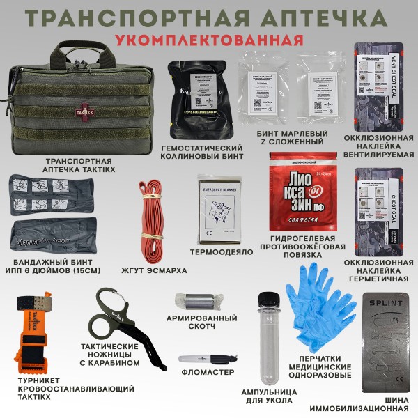 Аптечка тактическая транспортная в автомобиль укомплектованная