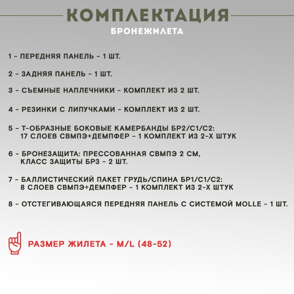 Бронежилет ЗАСЛОН скрытого ношения Бр3, размер M, черный