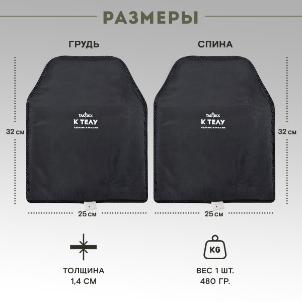 Баллистический пакет грудь спина Бр2, С1, С2