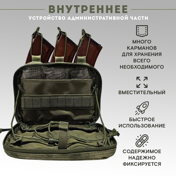 Утилитарный подсумок  на три магазина АК Мох