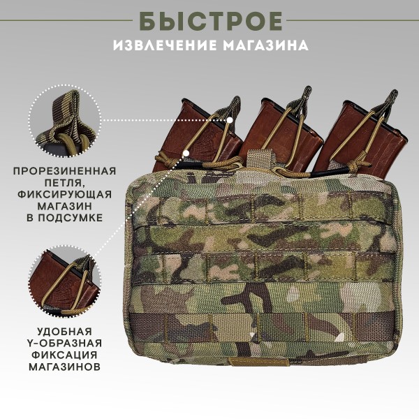 Утилитарный подсумок на три магазина АК Мультикам