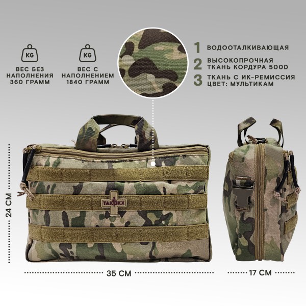 Аптечка тактическая транспортная в автомобиль укомплектованная, мультикам