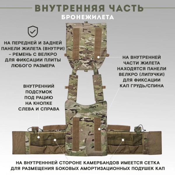 Бронежилет тактический TAKTIKX/ТАКТИКС военный БР5 LBT 6094, мультикам