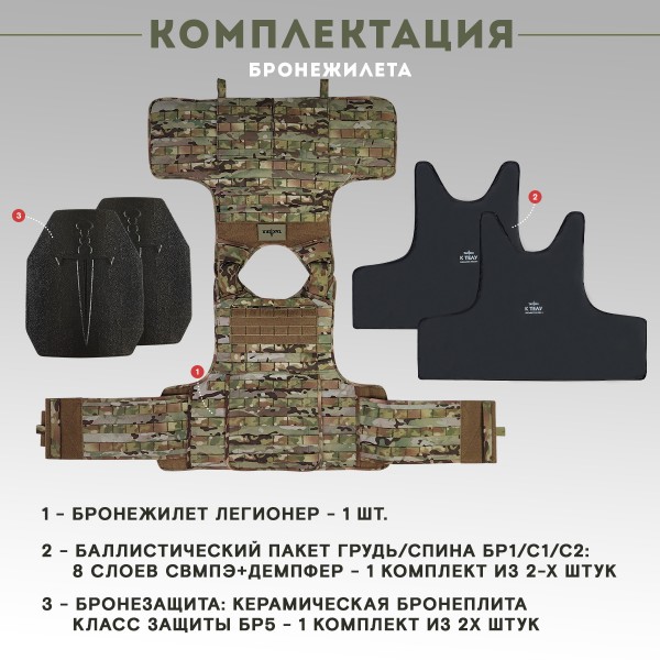 Бронежилет тактический военный Легионер Бр5/Бр1, Мультикам