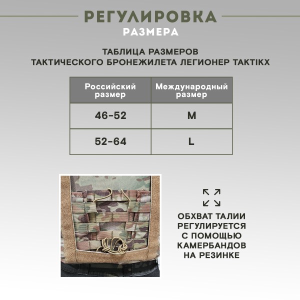 Бронежилет тактический военный Легионер Бр5/Бр1, Мультикам
