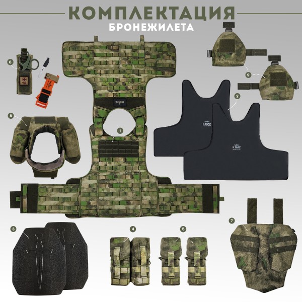 Бронежилет тактический военный Триарий Бр5/Бр2, мох